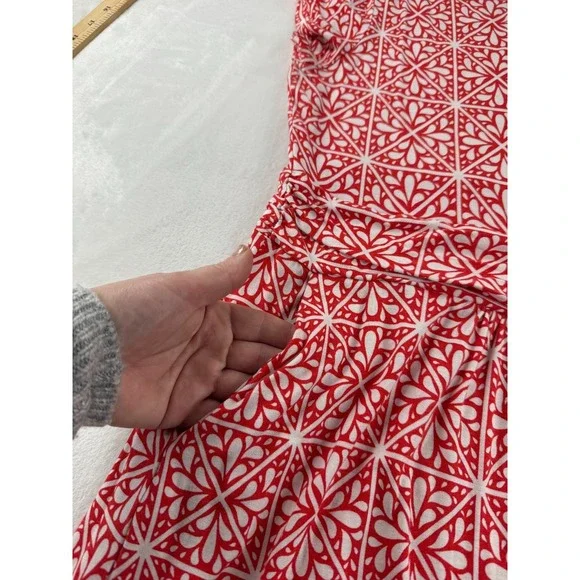 Boden Amelie Print Fit Flare Jersey Dress Women's 10R Red Casual Short Sleeve - Picture 6 of 8